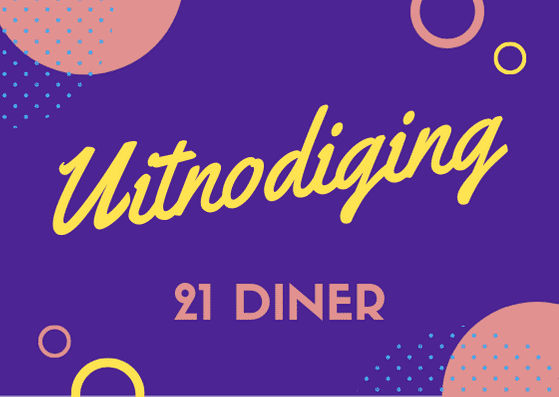 Uitnodiging ´21 diner´ gemaakt met canva.com