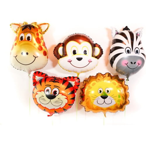 Jungle Decoratie Ballonnen - Verjaardag Versiering - Babydouche Set 5 XXL Dieren - safari ballon - Dieren ballon - Gekleurde Ballonnen