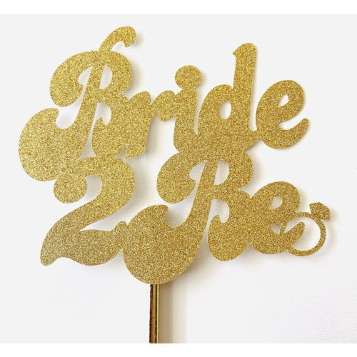 Taartdecoratie versiering| Taart topper|Cake topper|Huwelijk|Bruiloft|Verloving|Bride to Be|Goud Glitter|Papier karton | 14x12 cm