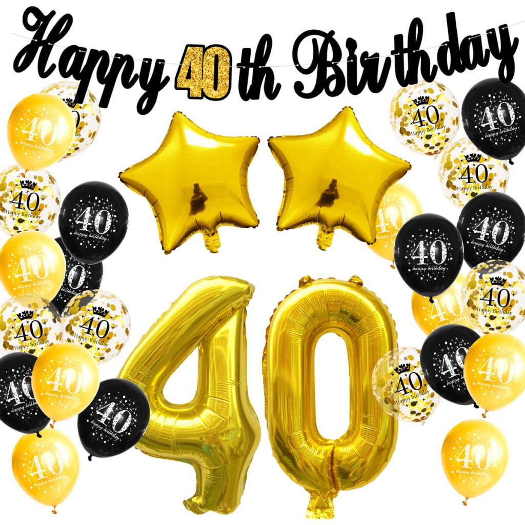 voor mij Ass intellectueel 29-delig Goud / Zwart 40 jaar verjaardag versiering - 40 jaar verjaardag - 40  jaar - 40 jaar slingers - 40 jaar ballonnen - Feestversiering - 40 jaar  verjaardag man / vrouw - 40 jaar versiering - Gallant & More