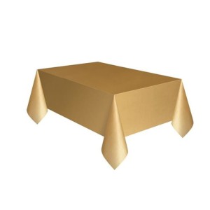 20 feestideeën voor een spetterende party! tafelkleed goud 140 x 274cm