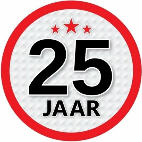 10x 25 Jaar leeftijd stickers rond 15 cm - 25 jaar verjaardag/jubileum versiering 10 stuks