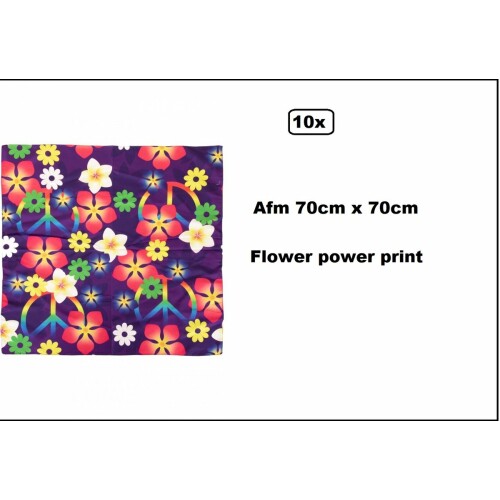 10x Zakdoek / Bandana flower power print 70cm x 70cm - Festival thema feest party fun optocht bloemen