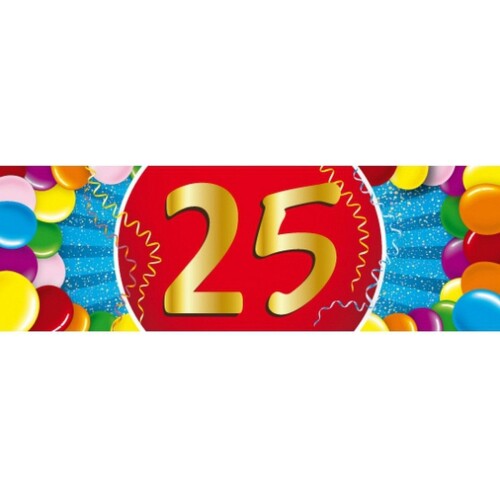 25 jaar leeftijd sticker 19 x 6 cm - 25 jaar verjaardag/jubileum versiering