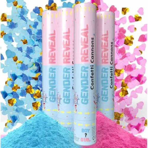2x Gender Reveal Poeder + Confetti kanon Roze/Pink - Girl Party - Gender Reveal poeder/Confetti popper - 30 cm Lang - 5 cm ⌀