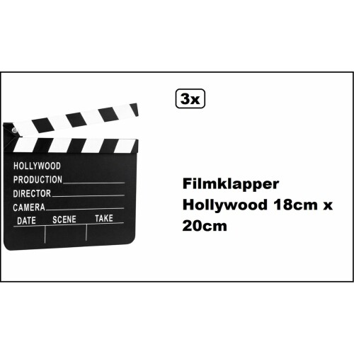 3x Filmklapper Hollywood 18cm x 20cm - Film klapper festival gala thema feest party