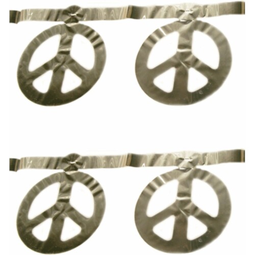 3x stuks sexties Hippie Flower Power Peace tekens feest thema slinger zilver 5 meter - Feestartikelen