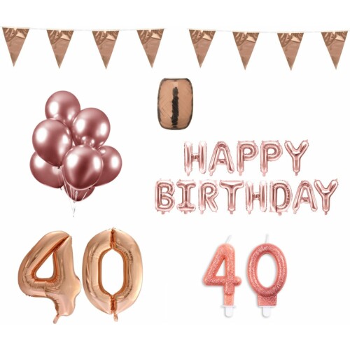 40 jaar Verjaardag Versiering Pakket Rosé Goud