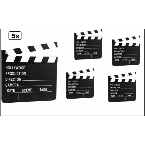 5x Filmklapper Hollywood 18 cm x 20 cm - Film klapper festival gala thema feest party