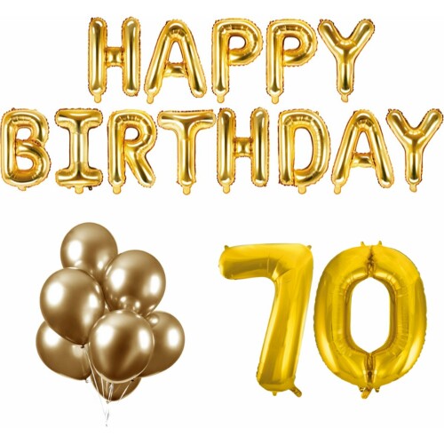 70 jaar Verjaardag Versiering Ballon Pakket Goud