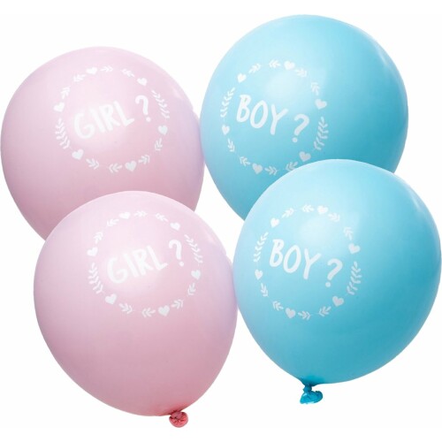 Chaks Baby Gender Reveal ballonnen - 18x stuks - roze/blauw - Boy or Girl - 27 cm