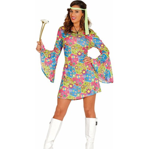Fiestas Guirca - Hippie Dress Flower Power - maat M (38-40)