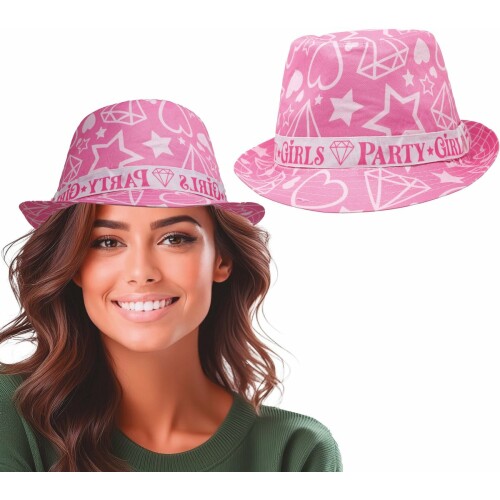 Fiestas Guirca Vrijgezellenfeest trilbyhoed - 6x - dames - roze - Party Girls - team bride