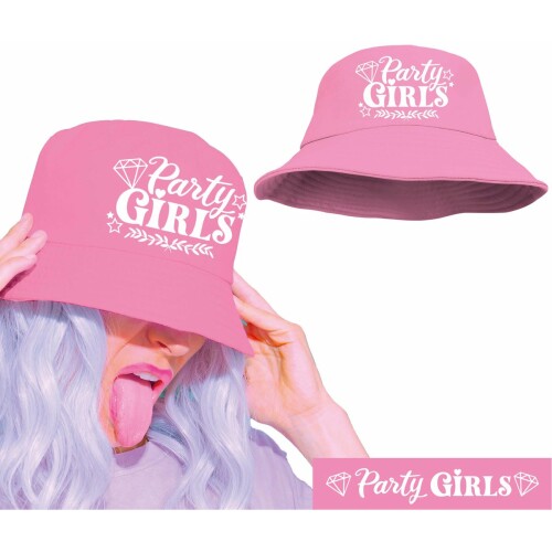 Fiestas Guirca Vrijgezellenfeest vissershoedje - 6x - dames - roze - Party Girls - team bride