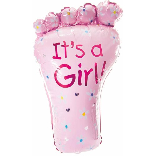 Folie Ballon Voet 'It's a Girl' - Roze - 80 cm - Babyshower & Geboorte Versiering