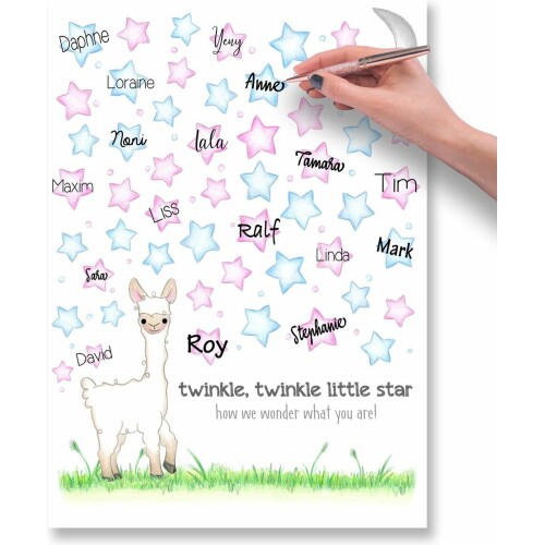 Gender Reveal - Invulposter - 30x40 cm - Gastenboek - Gender reveal versiering - Hij of zij