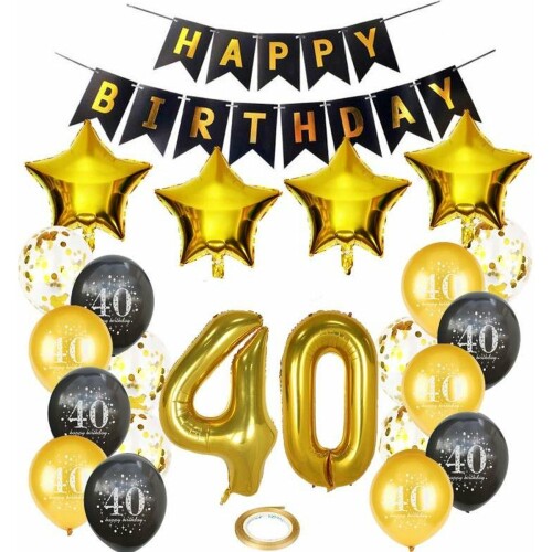Joya Party® 40 jaar verjaardag feest pakket | Versiering Ballonnen voor feest 40 jaar | Veertig Versiering | Ballonnen slingers opblaasbare cijfers 40