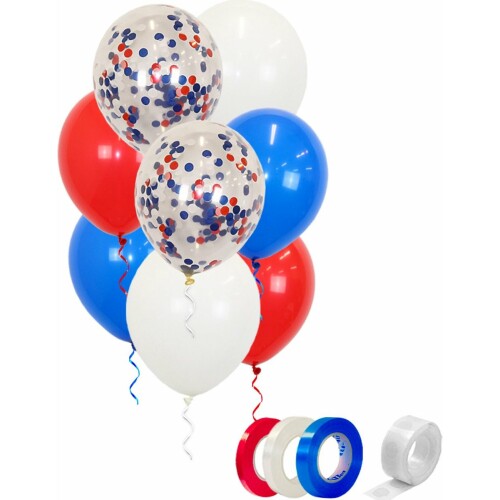 Koningsdag Versiering - Rood Wit Blauw Ballonnen Ek WK - Papieren Confetti Ballon - Oranje Versiering - 40 Stuks