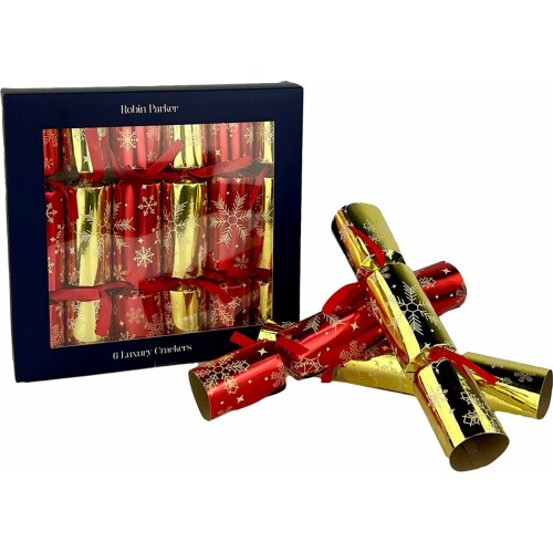 Robin Parker Christmas Crackers - 6 stuks - 27 x 26 x 4,5 cm - Tafel Decoratie - Kerst Crackers - Party Crackers - Kerstversiering - Kerst Cadeau - Goud