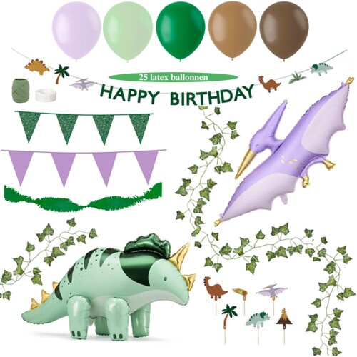 Feest zonder Fratsen - Dino Verjaardag Versiering - Ballonnen - Slingers