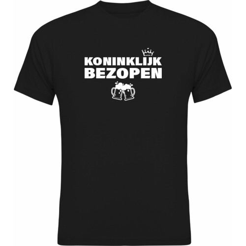 Koningsdag Kleding | Fotofabriek Koningsdag t-shirt heren | Koningsdag t-shirt dames | Zwart shirt | Maat M | Koninklijk Bezopen 2.0