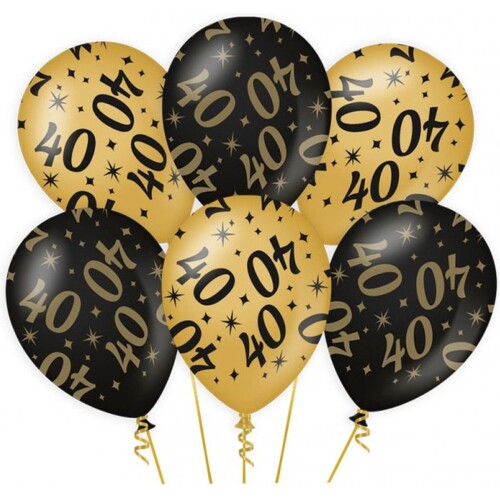 40 jaar verjaardag feest ballonnen - 12x stuks - zwart/goud - leeftijd - 30 cm - versiering - feestartikelen