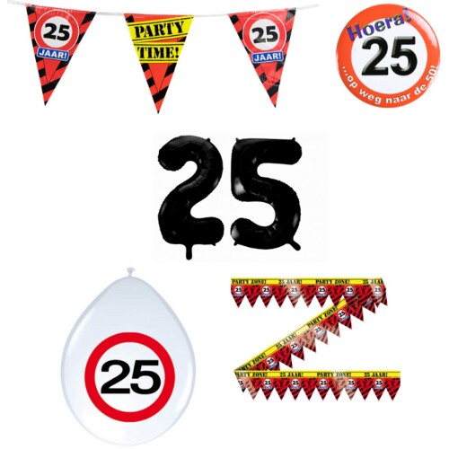 25 jaar verjaardag versiering pakket verkeersbord