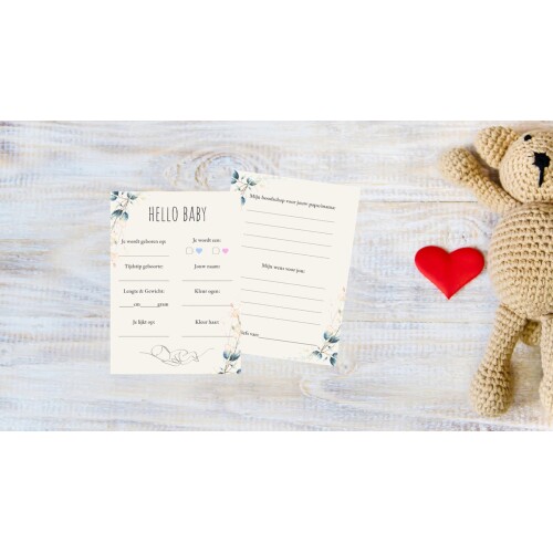 Babyshower invulkaarten - Voorspellings en adviezen kaarten - 20 stuks A6 formaat - Dubbelzijdig - Unisex beige