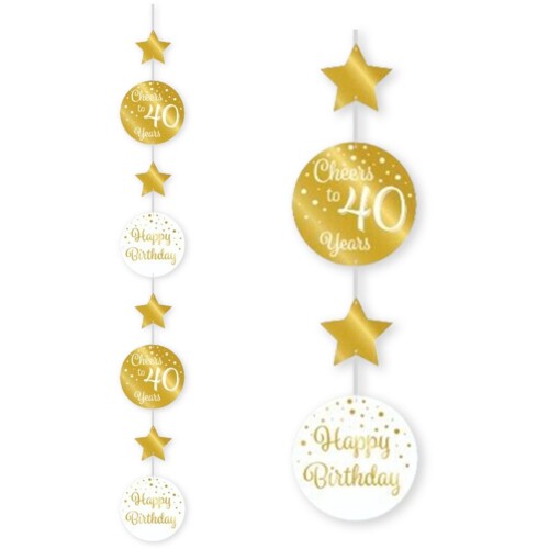 LUQ - Hangdecoratie 40 Jaar - Wit-Goud - Luxe Verjaardag Decoratie - Feest Versiering - Birthday Party - Direct Ophangen
