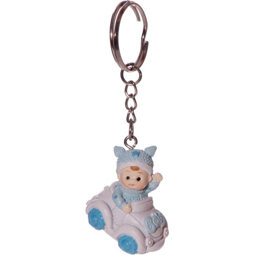 Set van 12 Sleutelhangers "Baby in Auto" - Decoratie en Bedankjes voor Babyborrel of Babyshower