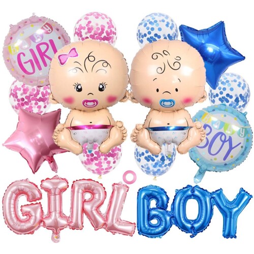 TRANKIELO® - Gender Reveal Ballonset - Blauw en Roze - Hoge Kwaliteit - Voor Babyparty's en Geslachtsbekendmakingen
