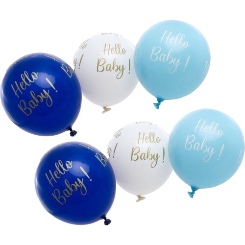 Chaks Baby kraamfeest/geboorte ballonnen - Hello Baby - 24x stuks - blauw - babyshower
