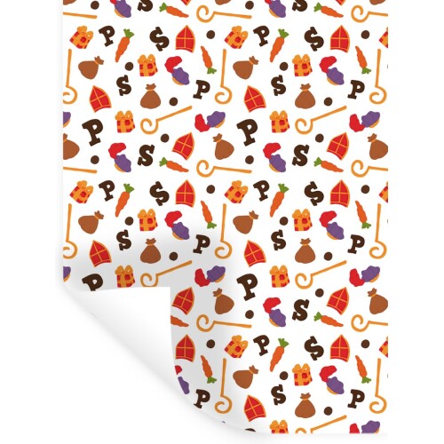 Muurstickers - Sticker Folie - Sinterklaas Decoratie - Sint - Kinderen - Jongens - Meisjes - Kind - 120x160 cm - Plakfolie - Muurstickers Kinderkamer - Zelfklevend Behang XXL