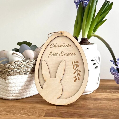 Paasdecoratie gepersonaliseerd gemaakt van hout | Paascadeau | Paashanger met naam | Pasen | Pasen hanger | houten aanhangwagen | Paasnest | paasmandje6090915136165