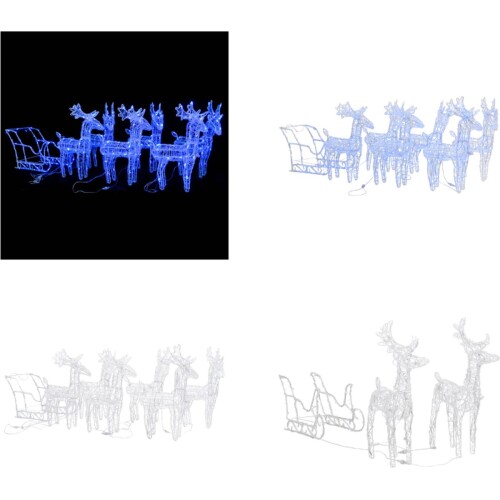 vidaXL Kerstversiering rendieren en slee 320 LED's acryl - Rendieren En Slee Kerstversiering - Rendieren En Slee Kerstversieringen - Kerst Rendier En Slee - Lichtgevend Rendier