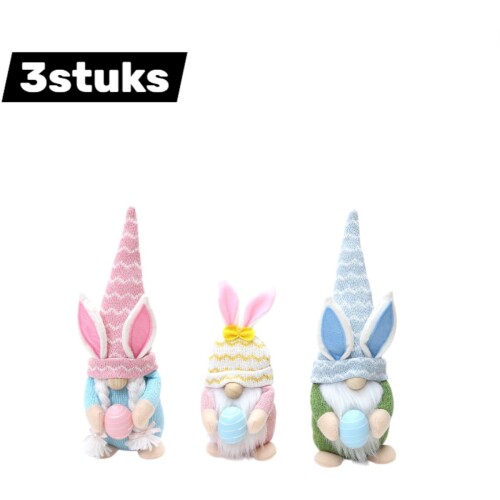 3stuks - Paasdecoraties - Paaseieren - Handgemaakt - Paascadeaus - Leuke Pasen - Woondecoratie - Scène-instelling rekwisieten - Gemengde kleuren