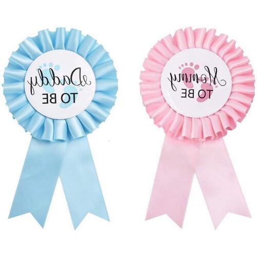 Allecto Plus - 2 stuks neutrale babyshower ballonnen met Daddy and Mommy to Be accessoires voor gender reveal party - Babyshower decoratie met naald en badge
