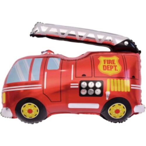 Brandweer ballon - XL - 87x89cm - Folie ballon - Helium - Leeg - Fireman - Vuur - Ballonnen - Auto - Brandweerwagen - Brandweerauto - Car - Auto ballon - Versiering - Thema feest - Verjaardag - Kinderfeest
