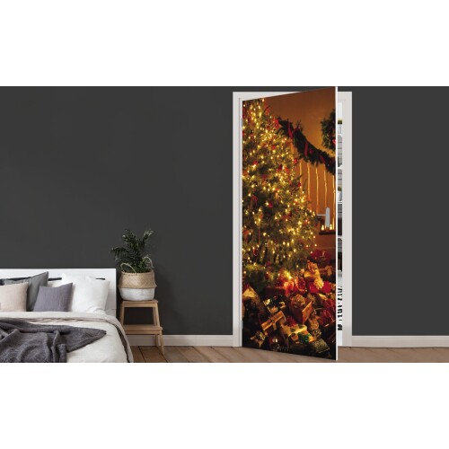 Deursticker Kerstmis - Kerstboom - Kerstversiering - 80x205 cm - Deurposter