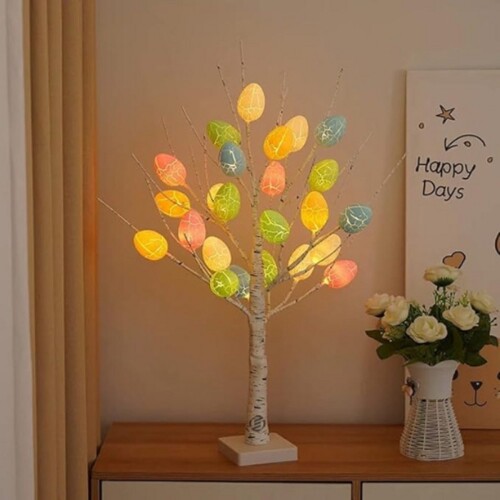 Equivera Paasboom - Paasboom - Paasboom met Verlichting - Paastakken met Lichtjes - Paastakken - Paasdecoratie - Tafeldecoratie - Lichtboom met Paasdecoratie - Lichtboom