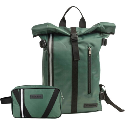 Fana Bags Roll-up Rugzak met Toilettas Groen - Rugtas & Toilettas / Polstas - Reisset heren - Cadeau - Vaderdag - Kerstpakket