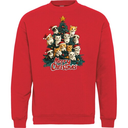 Kersttrui Kerstboom Kat Poes | Foute Kersttrui Dames Heren | Kerstcadeau | Kerstpakket | Rood | maat 4XL
