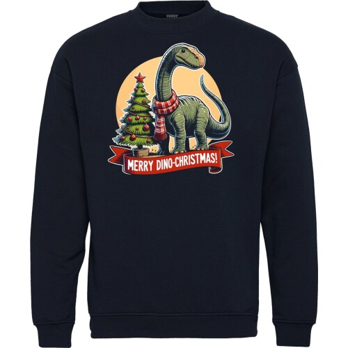 Kersttrui Merry Dino Christmas | Foute Kersttrui Dames Heren | Kerstcadeau | Kerstpakket | Navy | maat XL