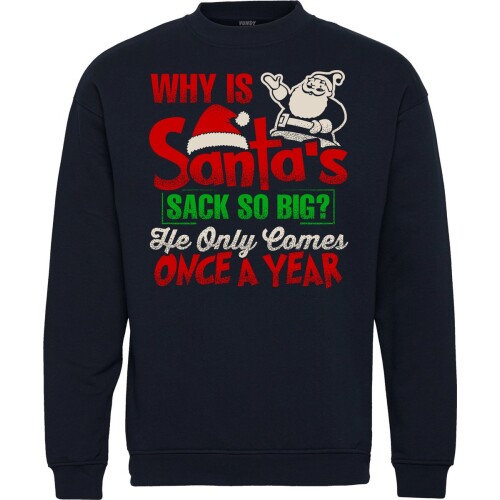 Kersttrui Santa's Sack | Foute Kersttrui Dames Heren | Kerstcadeau | Kerstpakket | Navy | maat S