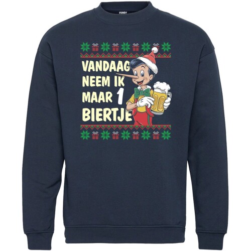 Kersttrui Vandaag 1 Biertje | Foute Kersttrui Dames Heren | Kerstcadeau | Kerstpakket | Navy | maat L
