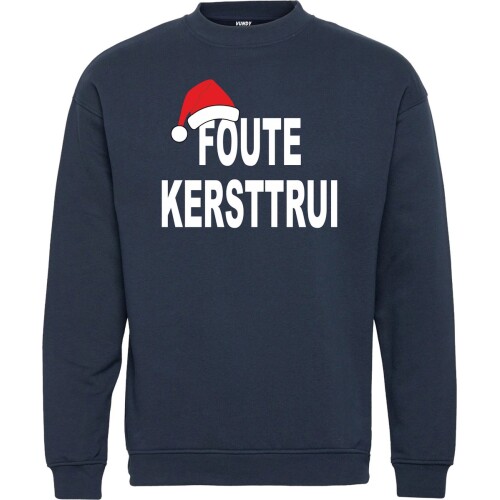 Kersttrui met muts en tekst Foute Kersttrui | Foute Kersttrui Dames Heren | Kerstcadeau | Kerstpakket | Navy | maat 4XL