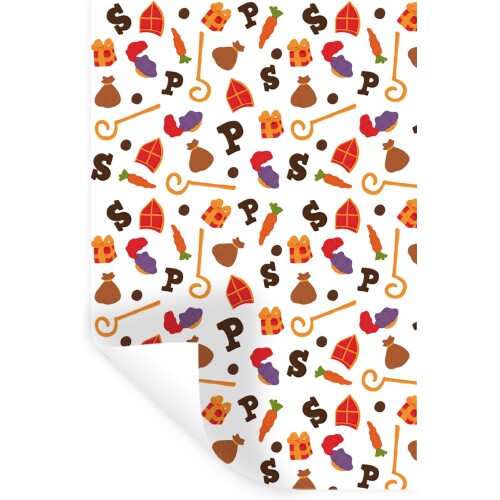 Muurstickers - Sticker Folie - Sinterklaas - Sint- Sinterklaas Decoratie - Kinderen - Jongens - Meisjes - Kindje - 80x120 cm - Plakfolie - Muurstickers Kinderkamer - Zelfklevend Behang