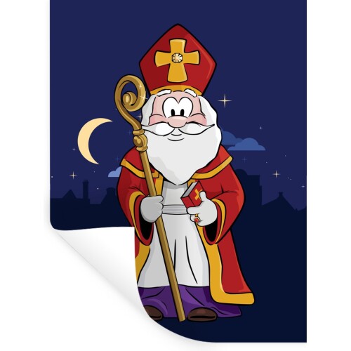 Muurstickers - Sticker Folie - Sinterklaas decoratie - Sint - Staf - Kinderen - Jongens - Meisjes - Kids - 30x40 cm - Plakfolie - Muurstickers Kinderkamer - Zelfklevend Behang