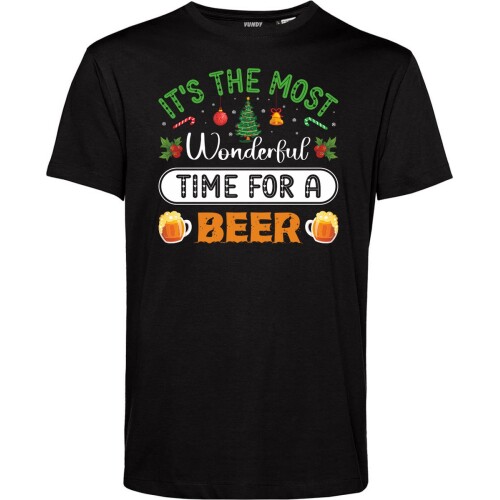 T-shirt kind Time For A Beer | Foute Kersttrui Dames Heren | Kerstcadeau | Kerstpakket | Zwart | maat 140